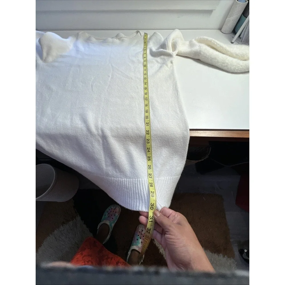 Anthropologie Sz  L‎ Colma  Boat Neck Pullover Sweater  Faux Fur Eyelash Cuffs
